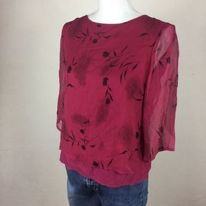 100% Silk NYC Design Co Tiered Pink Shirt MP